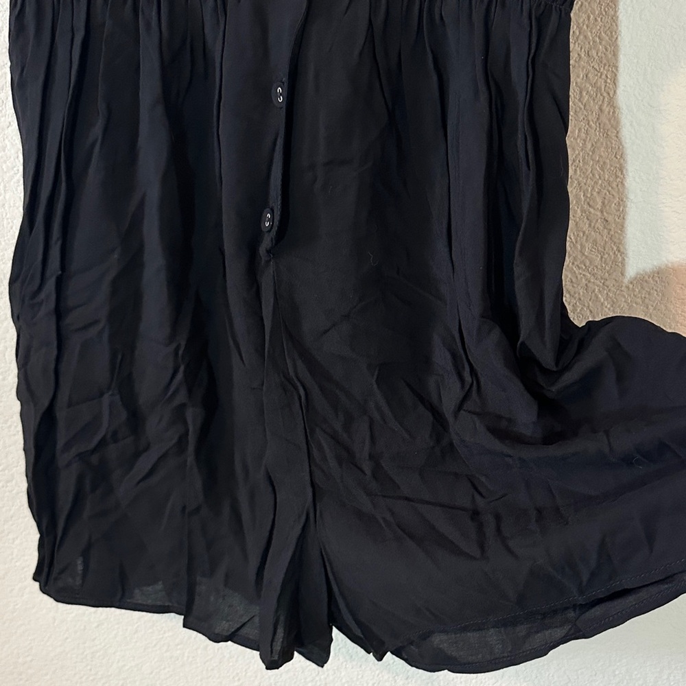 Sunny Girl Black Button-Front Romper – Size XL, 100% Rayon, Casual Short‎ Sleeve - Picture 4 of 8